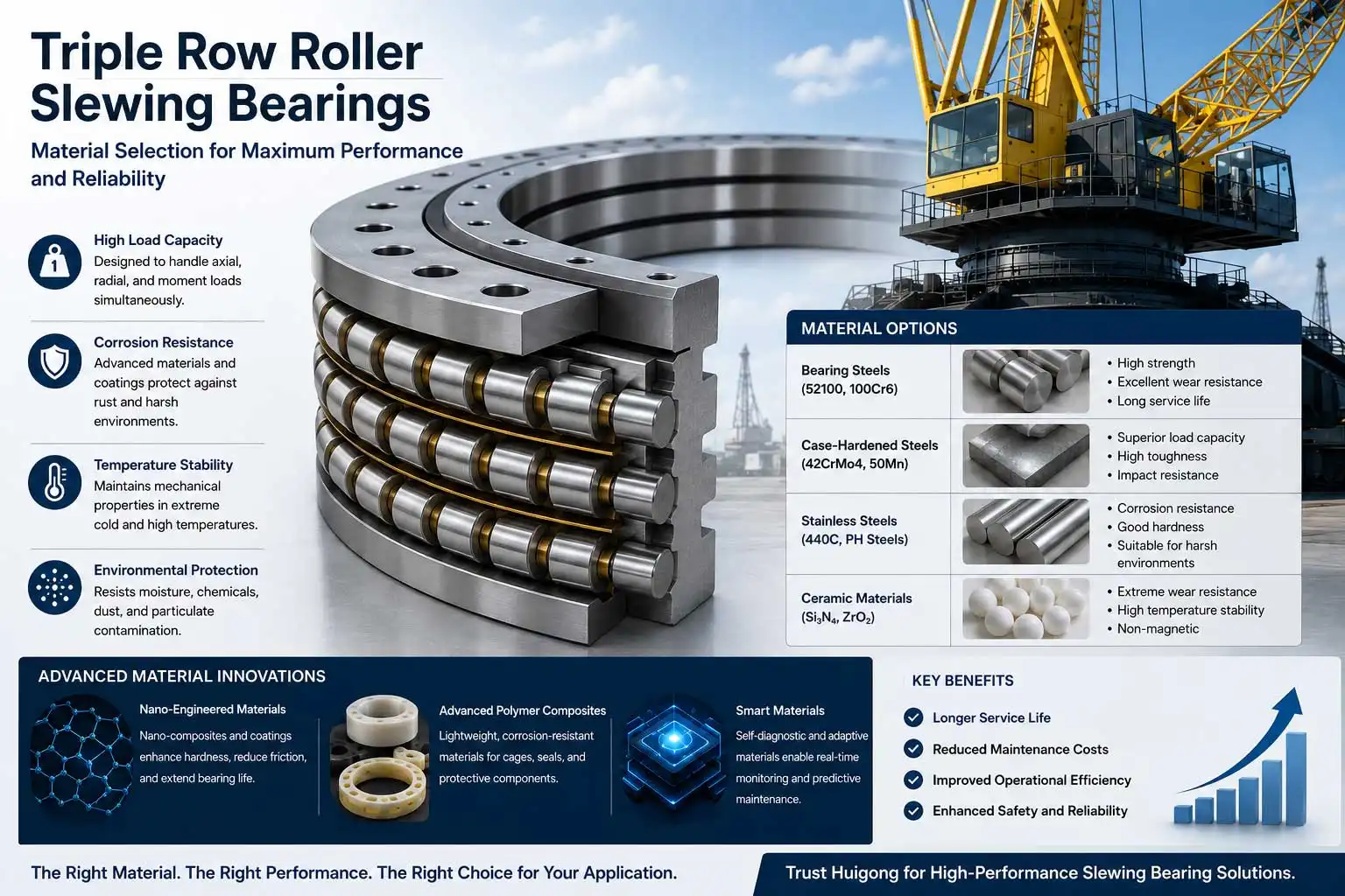 Triple Row Roller Slewing Bearings: Material Selection Guide