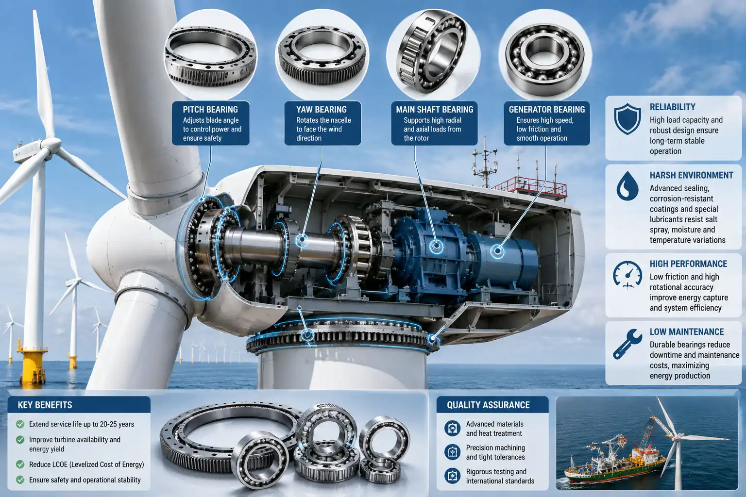Bearings for Wind Turbines: Performance and Reliability